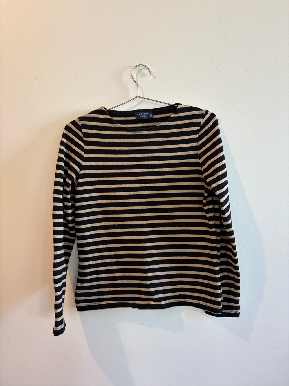 Saint James Black and Cream Striped Long-Sleeve Top